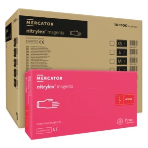 Rękawice nitrylowe róż magenta a'1000 rozm. L' Rękawiczki Mercator nitrylex