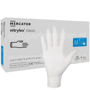 Rękawice nitrylowe białe white a'100 rozm. M' Rękawiczki Mercator nitrylex