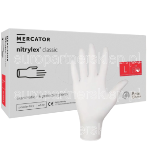 Rękawice nitrylowe białe white a'100 rozm. L' Rękawiczki Mercator nitrylex