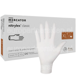 Rękawice nitrylowe białe white a'100 rozm. XL' Rękawiczki Mercator nitrylex