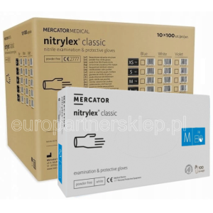 Rękawice nitrylowe białe white a'1000 rozm. M' Rękawiczki Mercator nitrylex