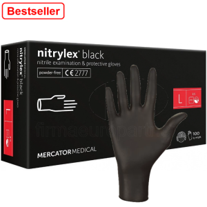 Rękawice nitrylowe czarne black a'100 rozm. L' Rękawiczki Mercator nitrylex