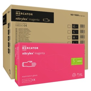 Rękawice nitrylowe róż magenta a'1000 rozm. S' Rękawiczki Mercator nitrylex
