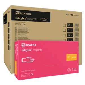 Rękawice nitrylowe róż magenta a'1000 rozm. XS' Rękawiczki Mercator nitrylex