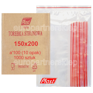 Torebki strunowe woreczki 150x200 (15x20cm) a'100 (10 opak.) Plast Premium! 