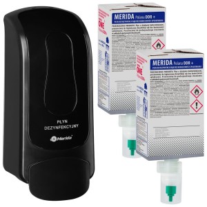 Zestaw do dezynfekcji rąk Dozownik MERIDA ONE czarny + 2x wkład *MAD254 