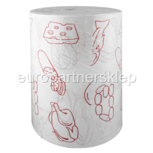 Papier pakowy spożywczy na rolce 35cm biały z nadrukiem 10kg powlekany do pakowania żywności PE