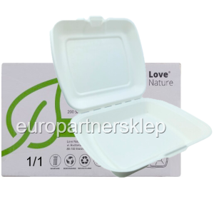 Pojemnik obiadowy na wynos 1-KOM a'200 MENU BOX biały LOVE Nature z trzciny *29921