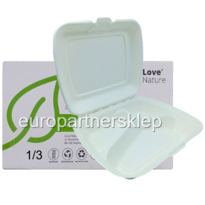 Pojemnik obiadowy na wynos 3-KOM a'200 MENU BOX biały LOVE Nature z trzciny *29945