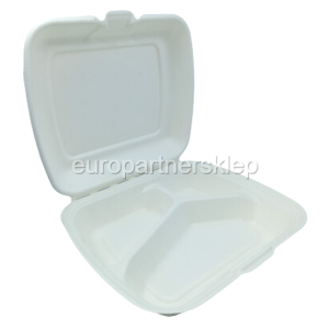 Pojemnik obiadowy na wynos 3-KOM a'50 MENU BOX biały LOVE Nature z trzciny *29945