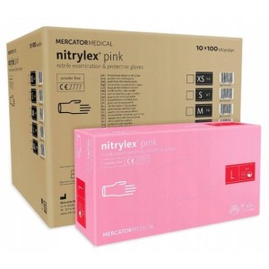 Rękawice nitrylowe pink różowe a'1000 rozm. L' Rękawiczki Mercator nitrylex