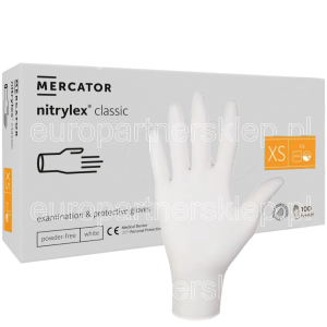 Rękawice nitrylowe białe white a'100 rozm. XS' Rękawiczki Mercator nitrylex