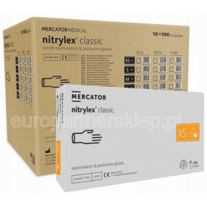 Rękawice nitrylowe białe white a'1000 rozm. XS' Rękawiczki Mercator nitrylex