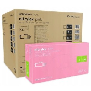 Rękawice nitrylowe pink różowe a'1000 rozm. S' Rękawiczki Mercator nitrylex