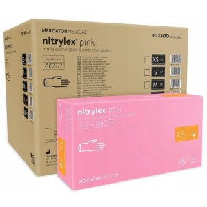 Rękawice nitrylowe pink różowe a'1000 rozm. XS' Rękawiczki Mercator nitrylex