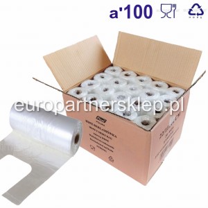 Reklamówki foliowe na rolce a'100 Plast karton 20 rolek zrywki t-shirt jednorazowe hdpe