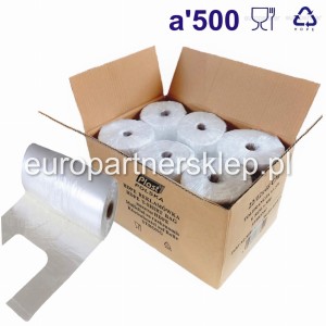 Reklamówki foliowe na rolce a'500 Plast karton 6 rolek zrywki t-shirt jednorazowe hdpe 