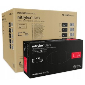 Rękawice nitrylowe czarne black a'1000 rozm. L' Rękawiczki Mercator nitrylex