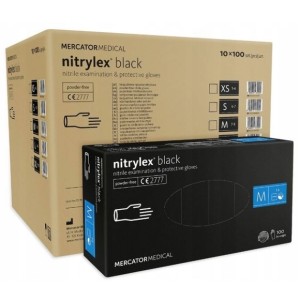 Rękawice nitrylowe czarne black a'1000 rozm. M' Rękawiczki Mercator nitrylex