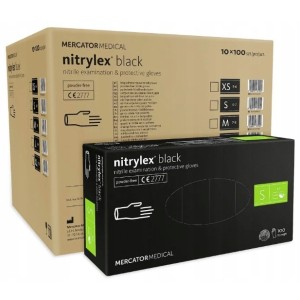 Rękawice nitrylowe czarne black a'1000 rozm. S' Rękawiczki Mercator nitrylex