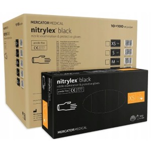 Rękawice nitrylowe czarne black a'1000 rozm. XS' Rękawiczki Mercator nitrylex