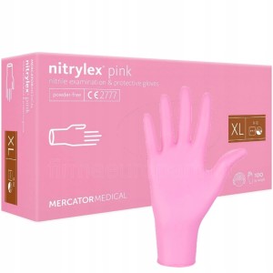 Rękawice nitrylowe pink różowe a'100 rozm. XL' Rękawiczki Mercator nitrylex