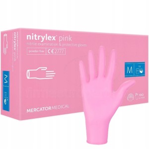 Rękawice nitrylowe pink różowe a'100 rozm. M' Rękawiczki Mercator nitrylex