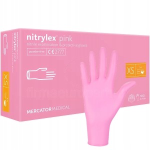 Rękawice nitrylowe pink różowe a'100 rozm. XS' Rękawiczki Mercator nitrylex