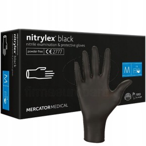 Rękawice nitrylowe czarne black a'100 rozm. M' Rękawiczki Mercator nitrylex