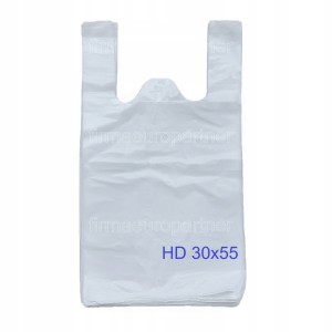 Reklamówki foliowe HDPE 30x55cm białe a'200 zrywki Plast T-shirt jednorazowe