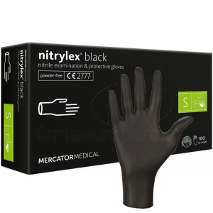 Rękawice nitrylowe czarne black a'100 rozm. S' Rękawiczki Mercator nitrylex