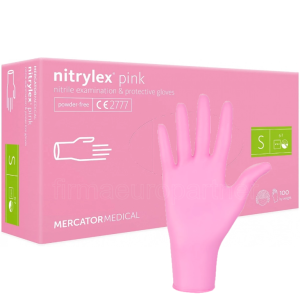 Rękawice nitrylowe pink różowe a'100 rozm. S' Rękawiczki Mercator nitrylex