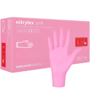 Rękawice nitrylowe pink różowe a'100 rozm. L' Rękawiczki Mercator nitrylex